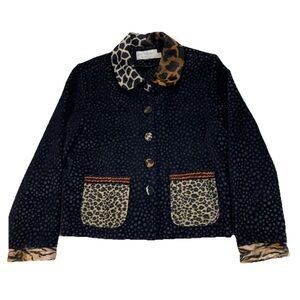Vtg Taylor G Animal Print Black Jacket Sz XL Eclectic Artsy Dallas Tx Old Money